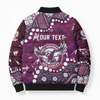 Personalized Manly Warringah Sea Eagles Bomber Puffer Jacket Aboriginal Pattern with Graffiti Style Design