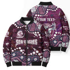 Personalized Manly Warringah Sea Eagles Bomber Puffer Jacket Aboriginal Pattern with Graffiti Style Design