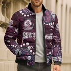 Personalized Manly Warringah Sea Eagles Bomber Puffer Jacket Aboriginal Pattern with Graffiti Style Design