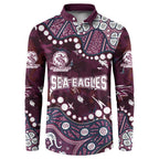 Personalized Manly Warringah Sea Eagles Button Sweatshirt Aboriginal Pattern with Graffiti Style Design