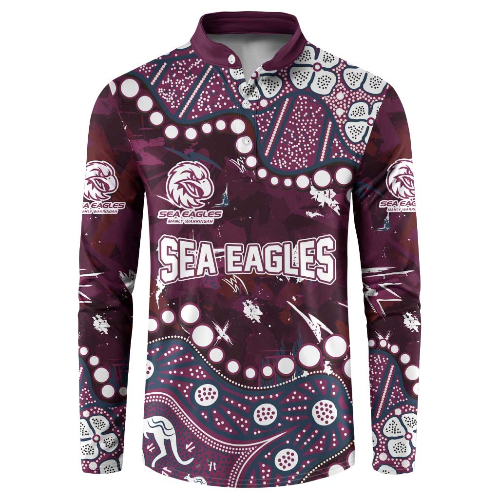 Personalized Manly Warringah Sea Eagles Button Sweatshirt Aboriginal Pattern with Graffiti Style Design