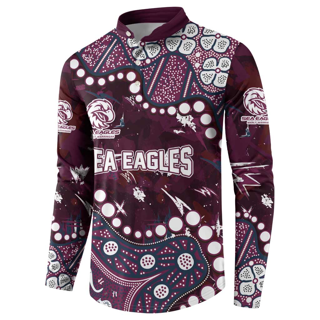 Personalized Manly Warringah Sea Eagles Button Sweatshirt Aboriginal Pattern with Graffiti Style Design