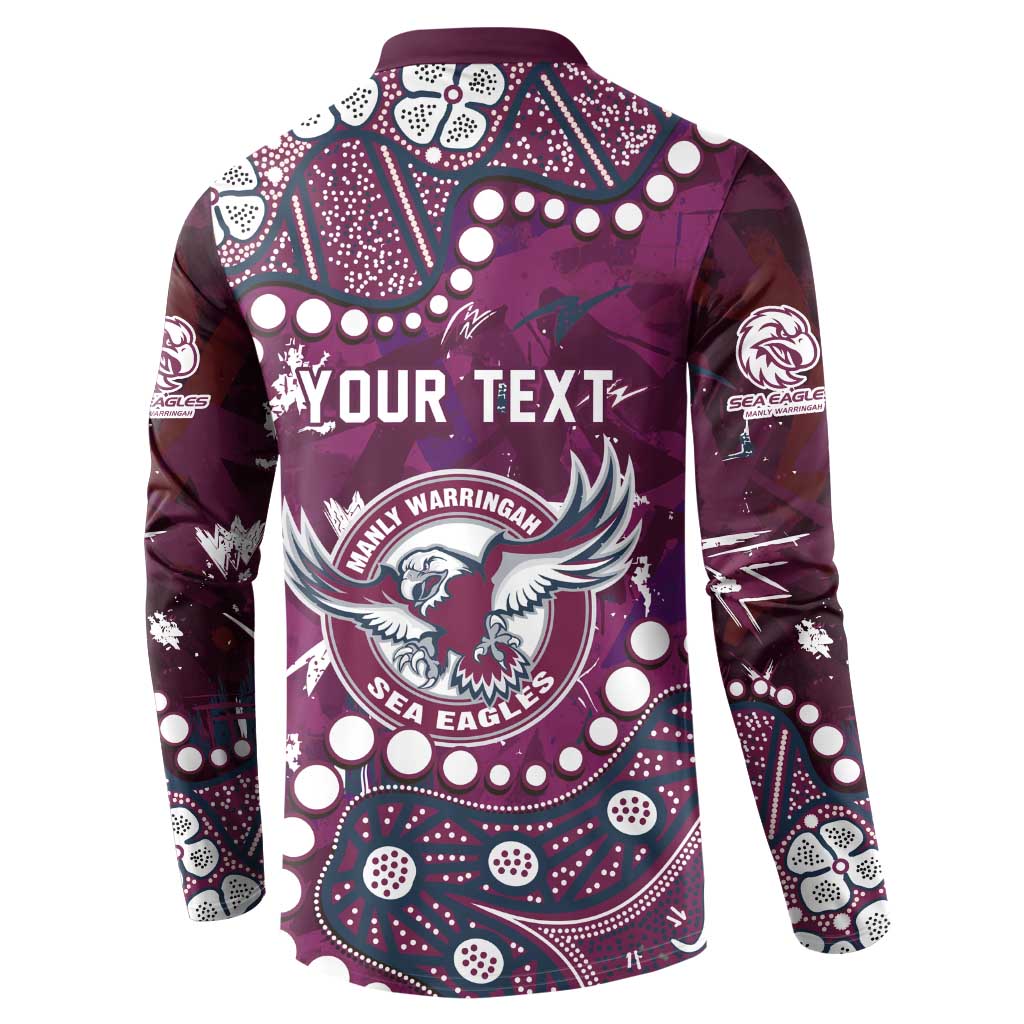 Personalized Manly Warringah Sea Eagles Button Sweatshirt Aboriginal Pattern with Graffiti Style Design