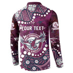 Personalized Manly Warringah Sea Eagles Button Sweatshirt Aboriginal Pattern with Graffiti Style Design