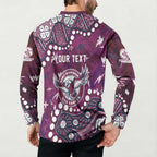 Personalized Manly Warringah Sea Eagles Button Sweatshirt Aboriginal Pattern with Graffiti Style Design