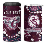 Personalized Manly Warringah Sea Eagles 4 in 1 Can Cooler Tumbler Aboriginal Pattern with Graffiti Style Design