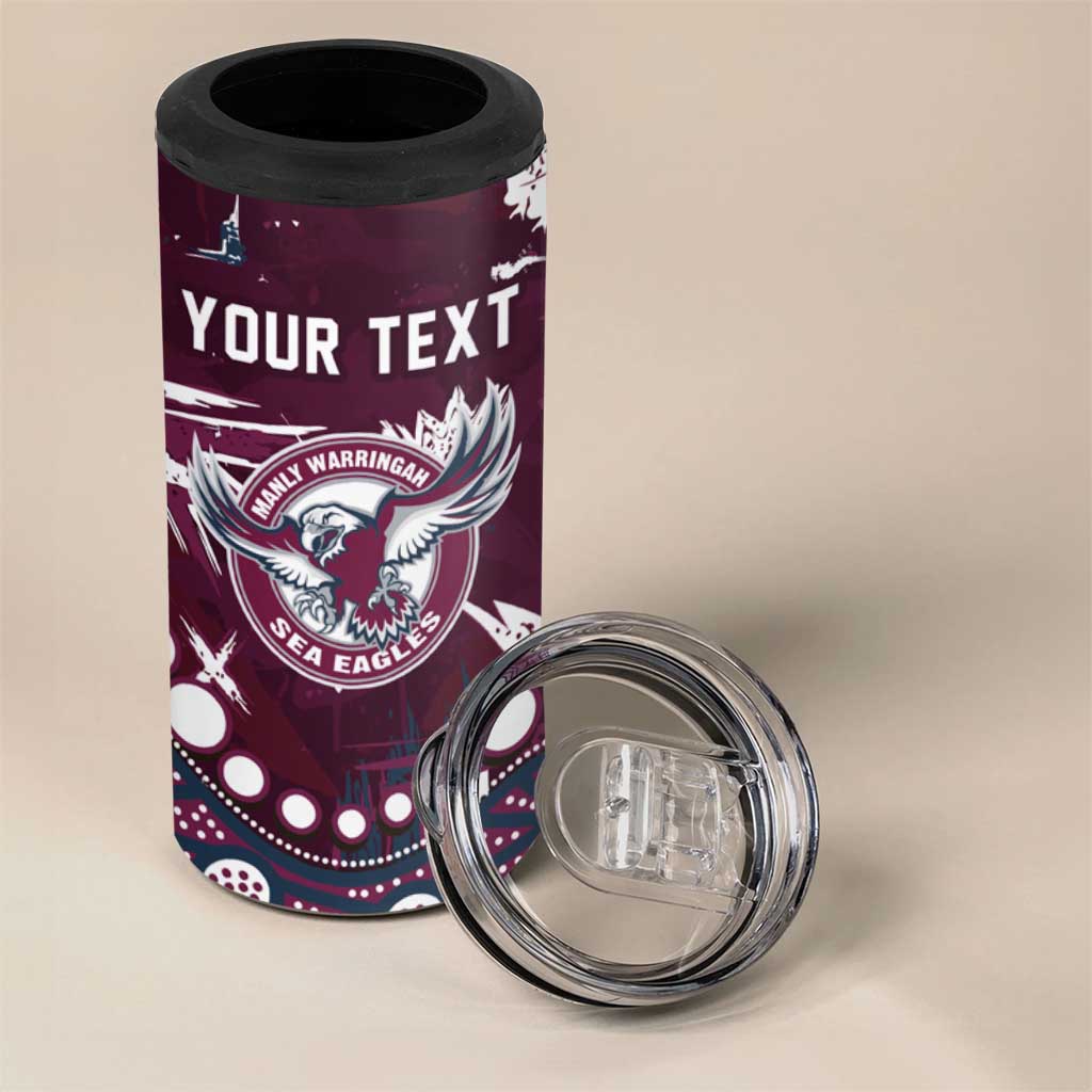 Personalized Manly Warringah Sea Eagles 4 in 1 Can Cooler Tumbler Aboriginal Pattern with Graffiti Style Design