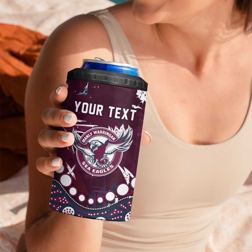Personalized Manly Warringah Sea Eagles 4 in 1 Can Cooler Tumbler Aboriginal Pattern with Graffiti Style Design