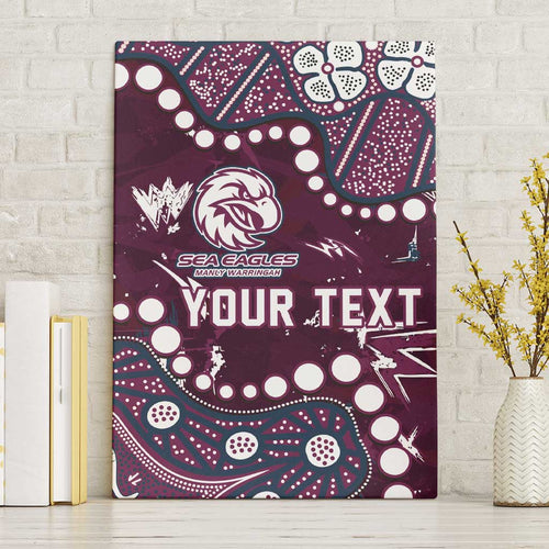 Personalized Manly Warringah Sea Eagles Canvas Wall Art Aboriginal Pattern with Graffiti Style Design