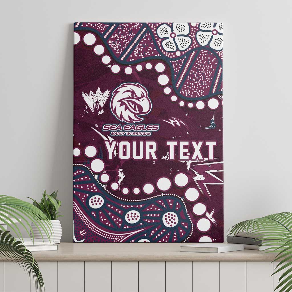 Personalized Manly Warringah Sea Eagles Canvas Wall Art Aboriginal Pattern with Graffiti Style Design
