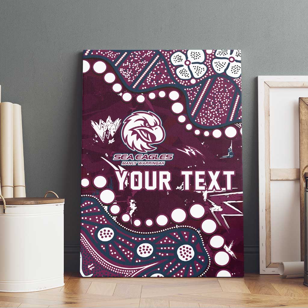 Personalized Manly Warringah Sea Eagles Canvas Wall Art Aboriginal Pattern with Graffiti Style Design