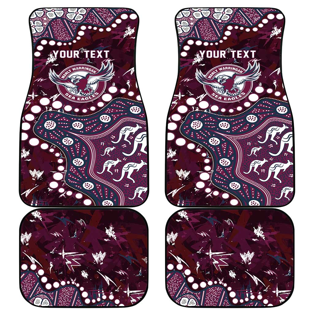 Personalized Manly Warringah Sea Eagles Car Mats Aboriginal Pattern with Graffiti Style Design