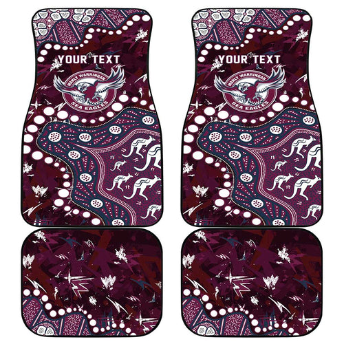 Personalized Manly Warringah Sea Eagles Car Mats Aboriginal Pattern with Graffiti Style Design