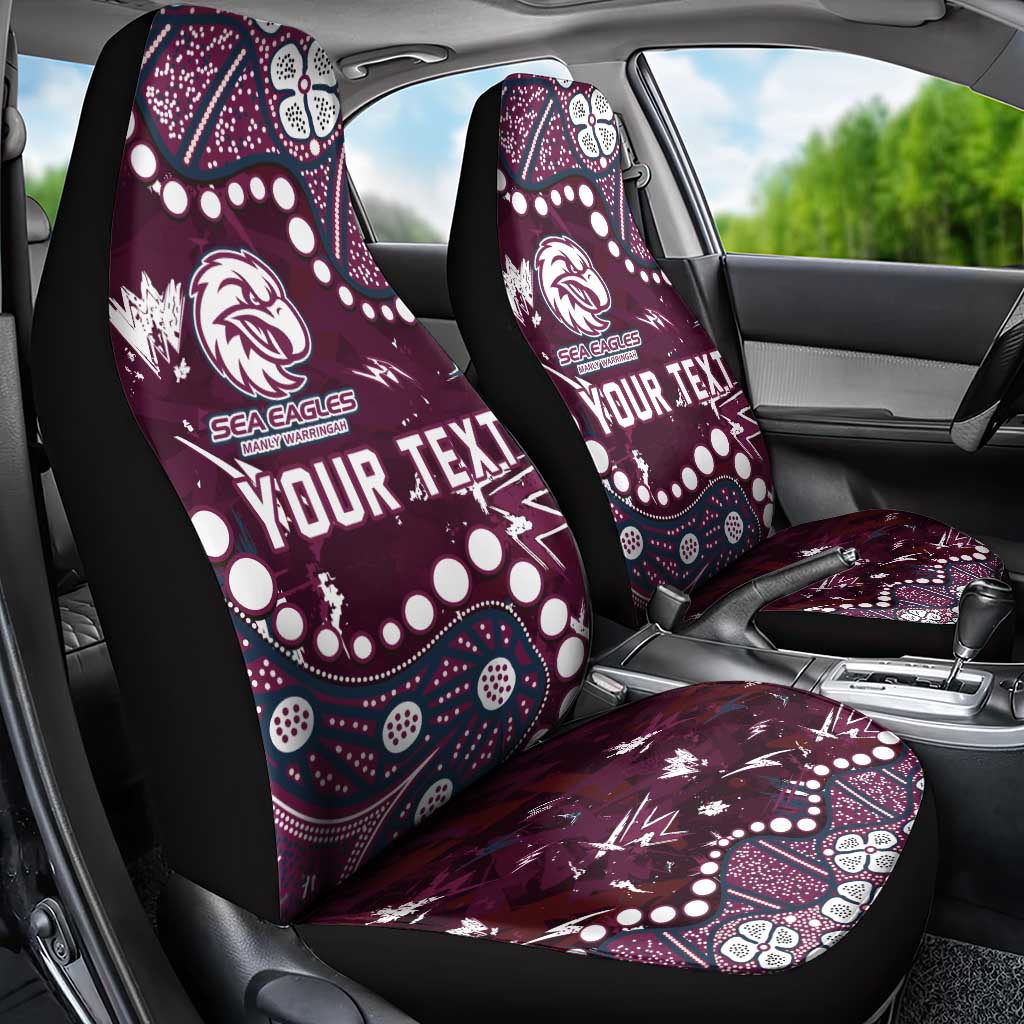 Personalized Manly Warringah Sea Eagles Car Seat Cover Aboriginal Pattern with Graffiti Style Design