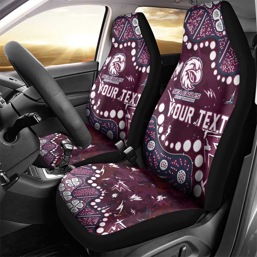 Personalized Manly Warringah Sea Eagles Car Seat Cover Aboriginal Pattern with Graffiti Style Design