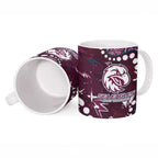 Personalized Manly Warringah Sea Eagles Ceramic Mug Aboriginal Pattern with Graffiti Style Design