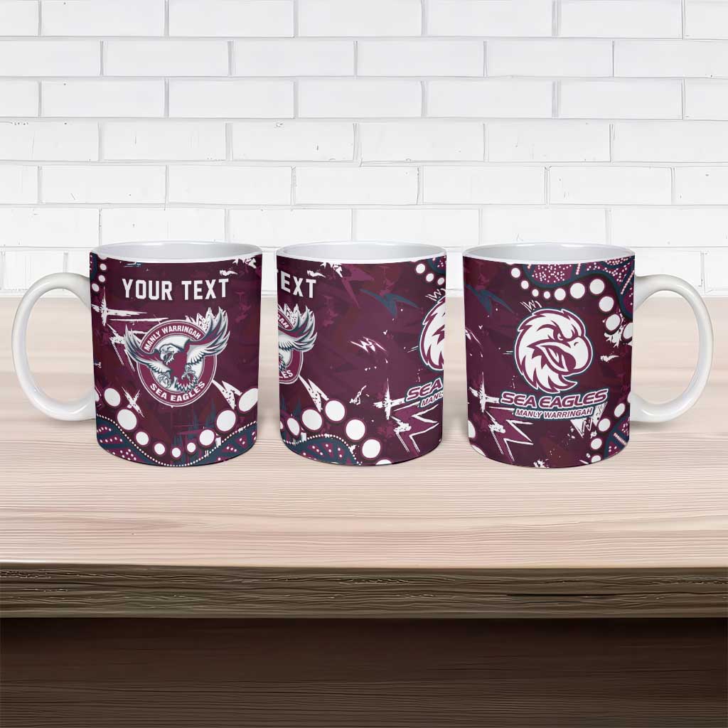 Personalized Manly Warringah Sea Eagles Ceramic Mug Aboriginal Pattern with Graffiti Style Design