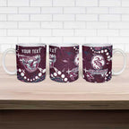 Personalized Manly Warringah Sea Eagles Ceramic Mug Aboriginal Pattern with Graffiti Style Design