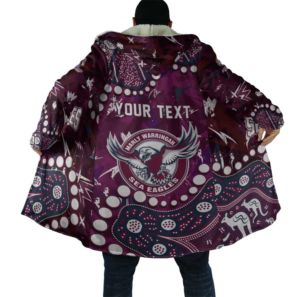 Personalized Manly Warringah Sea Eagles Cloak Aboriginal Pattern with Graffiti Style Design