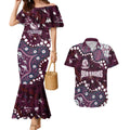 Personalized Manly Warringah Sea Eagles Couples Matching Mermaid Dress and Hawaiian Shirt Aboriginal Pattern with Graffiti Style Design