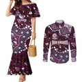 Personalized Manly Warringah Sea Eagles Couples Matching Mermaid Dress and Long Sleeve Button Shirt Aboriginal Pattern with Graffiti Style Design