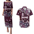 Personalized Manly Warringah Sea Eagles Couples Matching Puletasi and Hawaiian Shirt Aboriginal Pattern with Graffiti Style Design