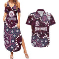 Personalized Manly Warringah Sea Eagles Couples Matching Summer Maxi Dress and Hawaiian Shirt Aboriginal Pattern with Graffiti Style Design