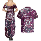 Personalized Manly Warringah Sea Eagles Couples Matching Summer Maxi Dress and Hawaiian Shirt Aboriginal Pattern with Graffiti Style Design