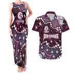 Personalized Manly Warringah Sea Eagles Couples Matching Tank Maxi Dress and Hawaiian Shirt Aboriginal Pattern with Graffiti Style Design