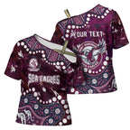 Personalized Manly Warringah Sea Eagles Cross Shoulder Shirt Aboriginal Pattern with Graffiti Style Design