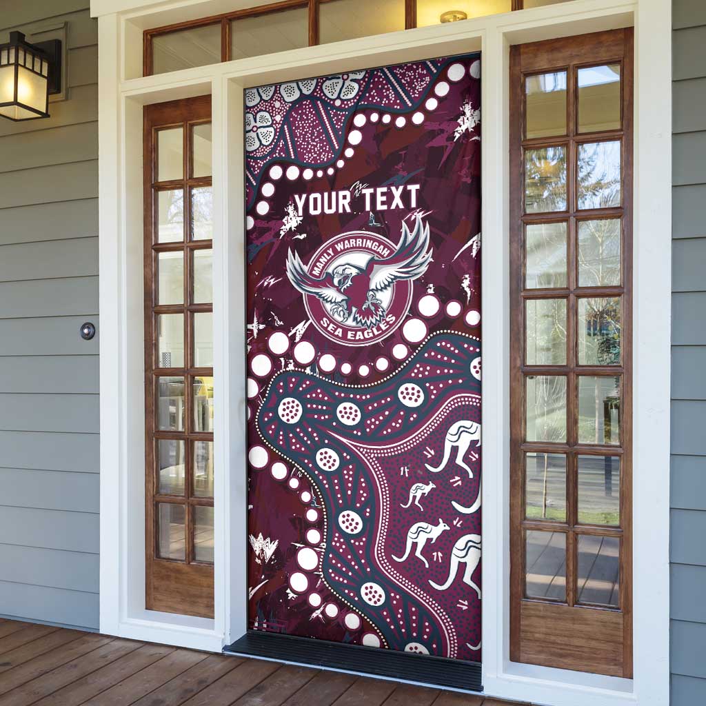 Personalized Manly Warringah Sea Eagles Door Cover Aboriginal Pattern with Graffiti Style Design
