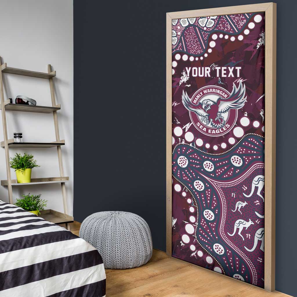 Personalized Manly Warringah Sea Eagles Door Cover Aboriginal Pattern with Graffiti Style Design