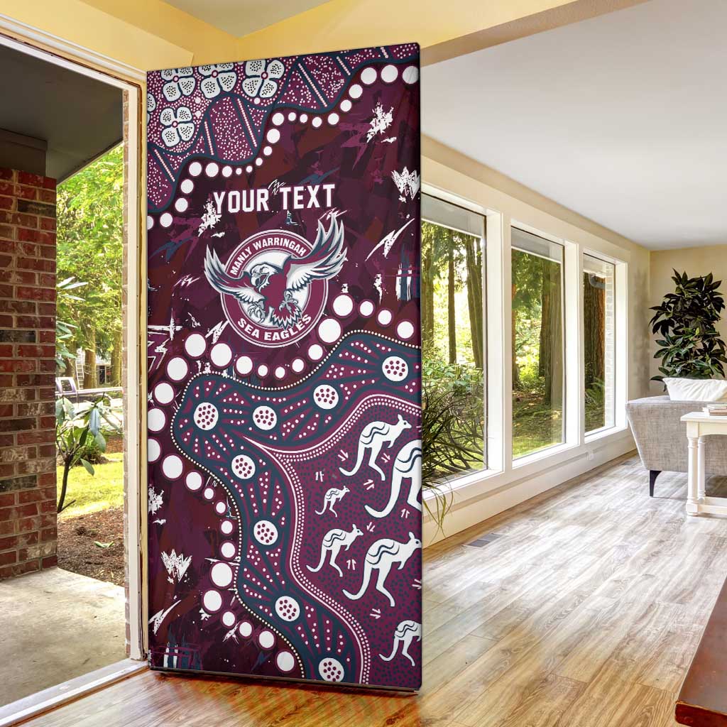 Personalized Manly Warringah Sea Eagles Door Cover Aboriginal Pattern with Graffiti Style Design