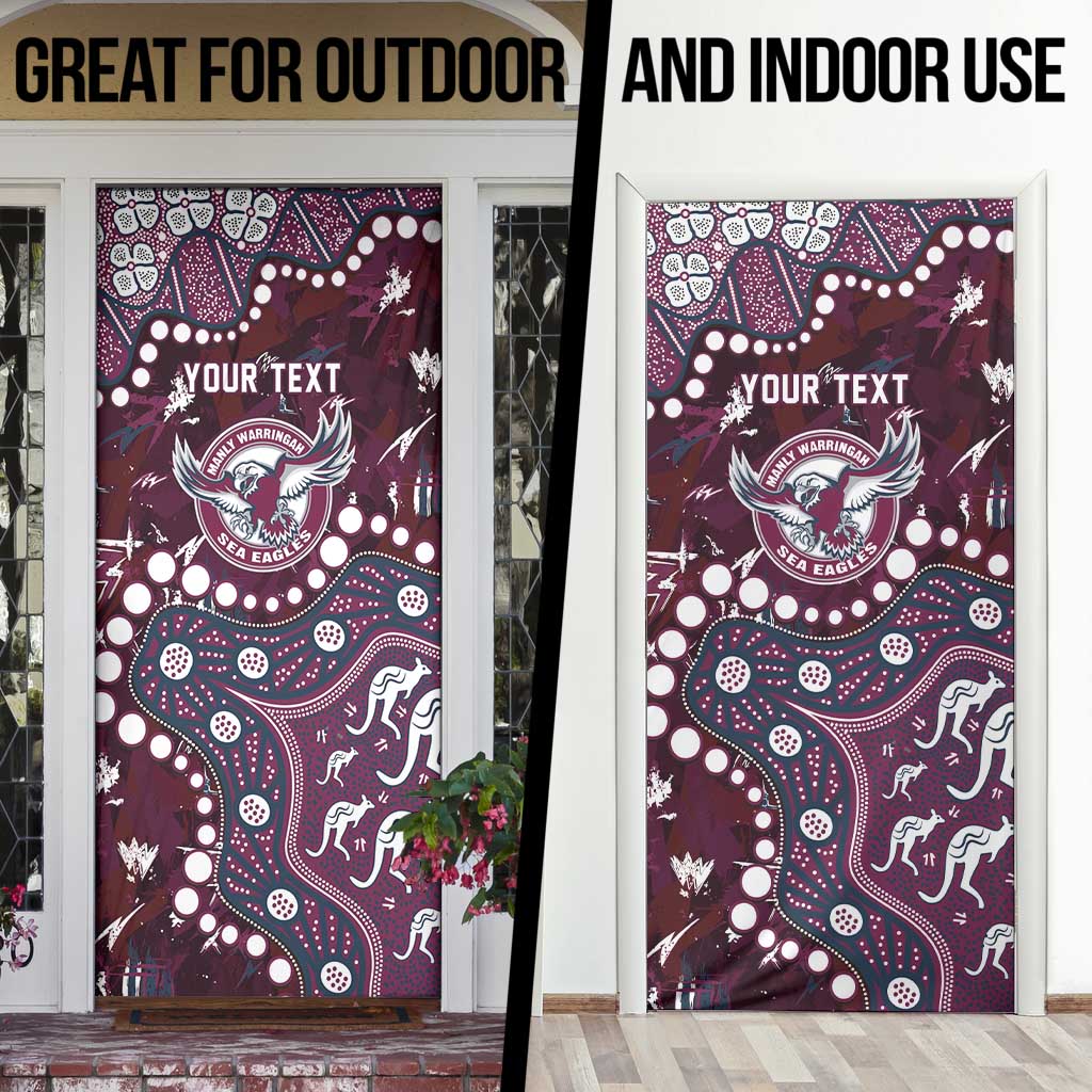 Personalized Manly Warringah Sea Eagles Door Cover Aboriginal Pattern with Graffiti Style Design