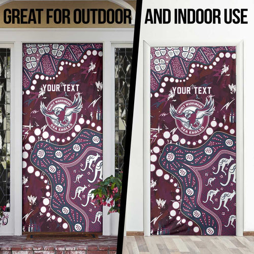 Personalized Manly Warringah Sea Eagles Door Cover Aboriginal Pattern with Graffiti Style Design
