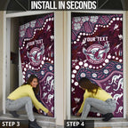 Personalized Manly Warringah Sea Eagles Door Cover Aboriginal Pattern with Graffiti Style Design