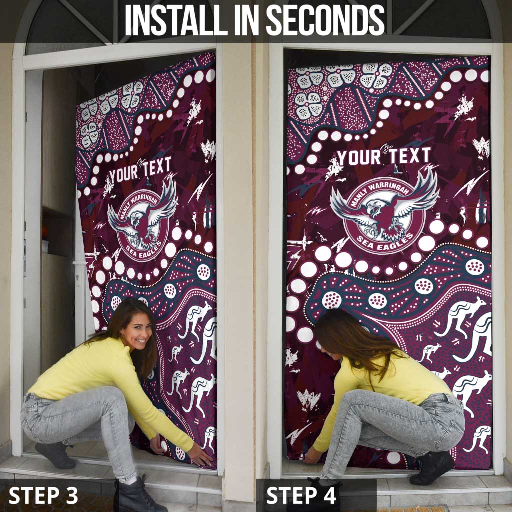 Personalized Manly Warringah Sea Eagles Door Cover Aboriginal Pattern with Graffiti Style Design