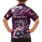 Personalized Manly Warringah Sea Eagles Family Matching Mermaid Dress and Hawaiian Shirt Aboriginal Pattern with Graffiti Style Design