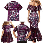 Personalized Manly Warringah Sea Eagles Family Matching Mermaid Dress and Hawaiian Shirt Aboriginal Pattern with Graffiti Style Design