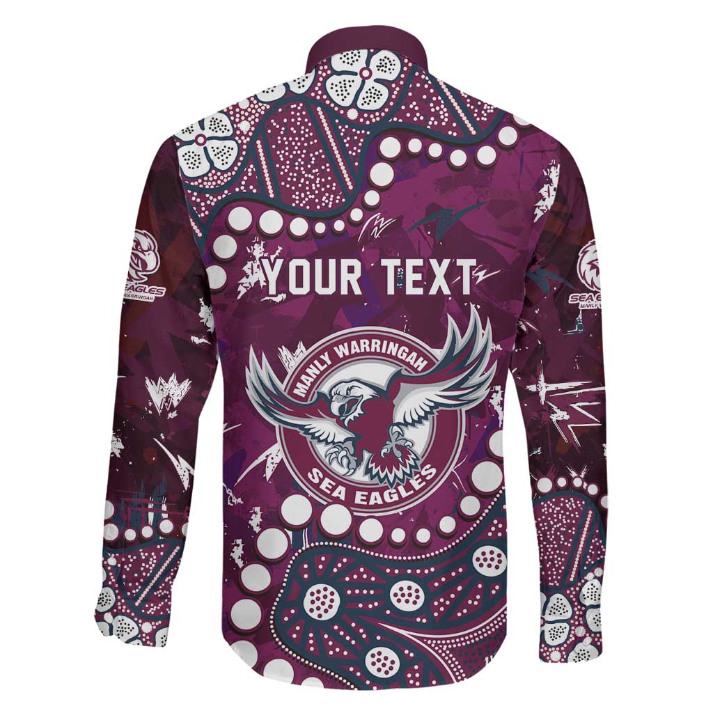 Personalized Manly Warringah Sea Eagles Family Matching Mermaid Dress and Hawaiian Shirt Aboriginal Pattern with Graffiti Style Design