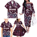 Personalized Manly Warringah Sea Eagles Family Matching Off The Shoulder Long Sleeve Dress and Hawaiian Shirt Aboriginal Pattern with Graffiti Style Design