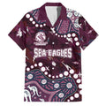 Personalized Manly Warringah Sea Eagles Family Matching Off The Shoulder Long Sleeve Dress and Hawaiian Shirt Aboriginal Pattern with Graffiti Style Design
