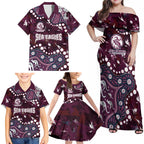 Personalized Manly Warringah Sea Eagles Family Matching Off Shoulder Maxi Dress and Hawaiian Shirt Aboriginal Pattern with Graffiti Style Design