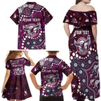 Personalized Manly Warringah Sea Eagles Family Matching Off Shoulder Maxi Dress and Hawaiian Shirt Aboriginal Pattern with Graffiti Style Design