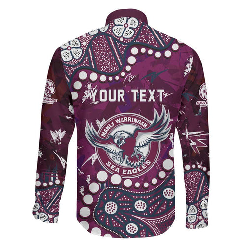 Personalized Manly Warringah Sea Eagles Family Matching Off Shoulder Maxi Dress and Hawaiian Shirt Aboriginal Pattern with Graffiti Style Design