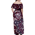 Personalized Manly Warringah Sea Eagles Family Matching Off Shoulder Maxi Dress and Hawaiian Shirt Aboriginal Pattern with Graffiti Style Design