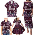 Personalized Manly Warringah Sea Eagles Family Matching Puletasi and Hawaiian Shirt Aboriginal Pattern with Graffiti Style Design