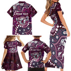 Personalized Manly Warringah Sea Eagles Family Matching Short Sleeve Bodycon Dress and Hawaiian Shirt Aboriginal Pattern with Graffiti Style Design