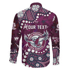 Personalized Manly Warringah Sea Eagles Family Matching Short Sleeve Bodycon Dress and Hawaiian Shirt Aboriginal Pattern with Graffiti Style Design