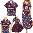 Personalized Manly Warringah Sea Eagles Family Matching Summer Maxi Dress and Hawaiian Shirt Aboriginal Pattern with Graffiti Style Design